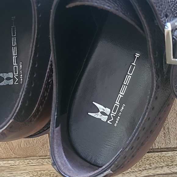 MORESCHI leather oxford double buckle flap dress shoes - Picture 7 of 9